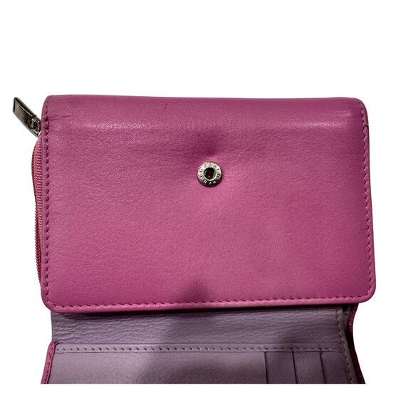 Vintage Donna Eletta Italian Leather Zip Wallet Purple Pink - Picture 2 of 6